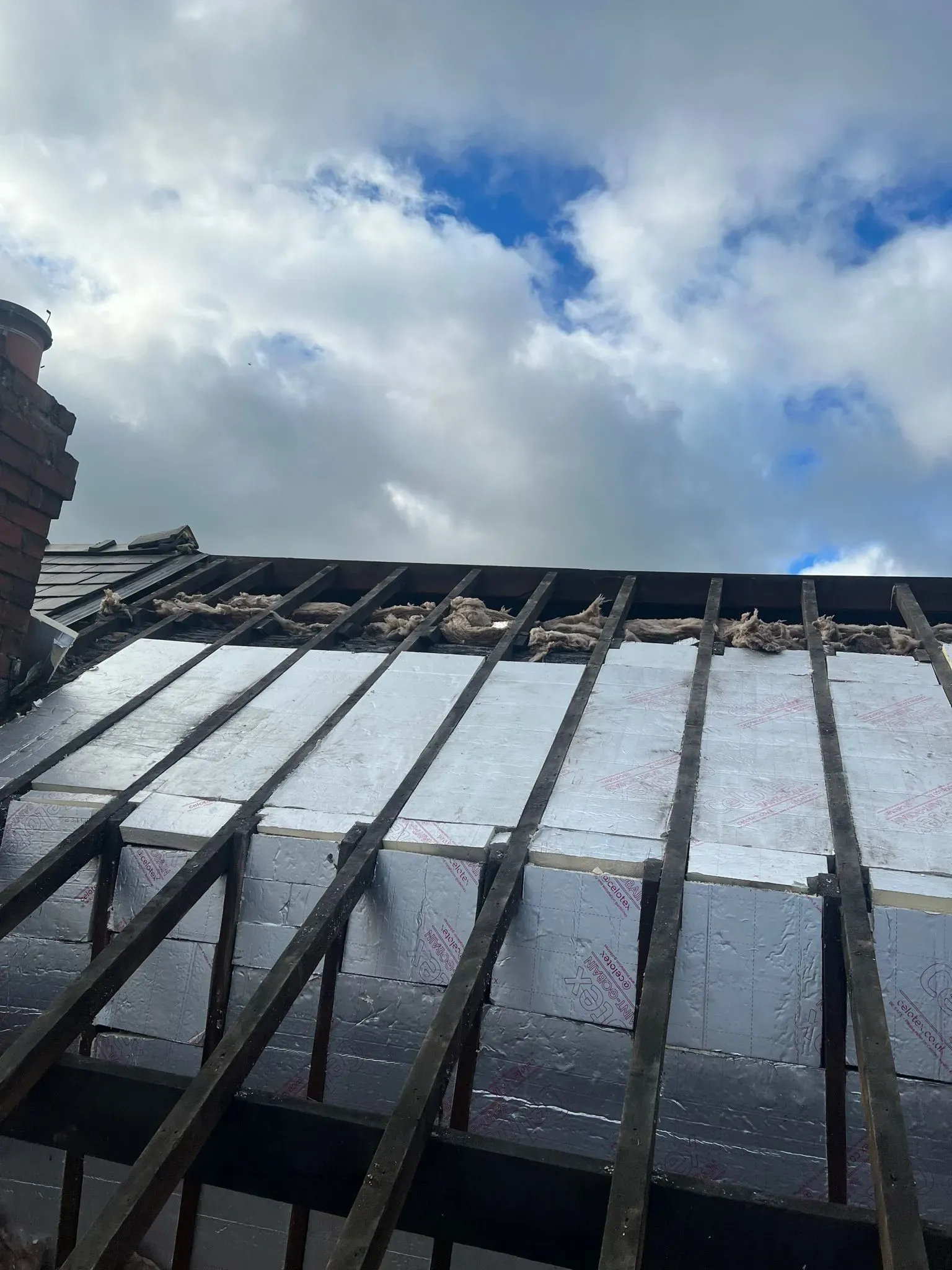 Pitched roof structure with insulation installation by Alliance Roofing Services in Sheffield