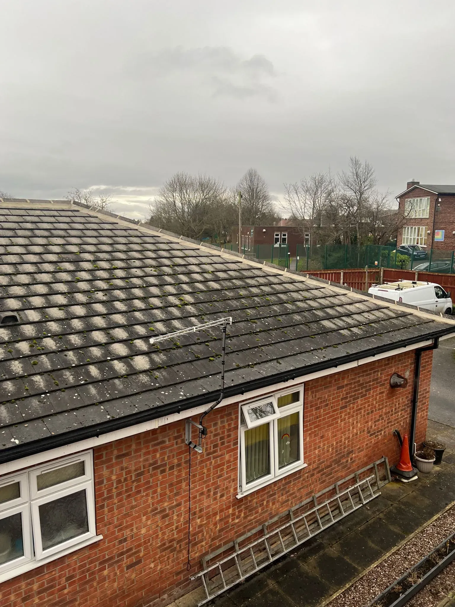 Pitched tile roof with fascias, soffits, and guttering on a residential property in Sheffield or the Peak District.
